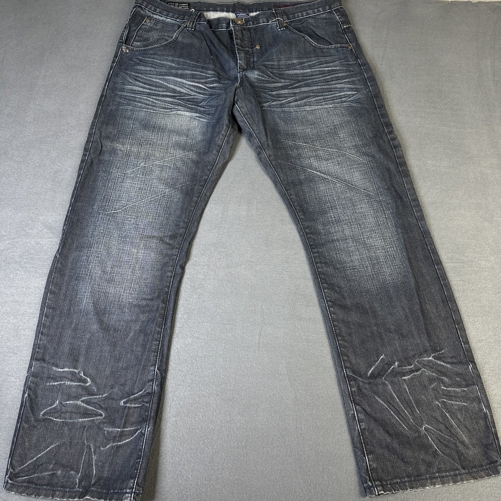 Live Mechanics Black Gothic Baggy Jeans 40x32 Cyber  Riveted Zipper Stash